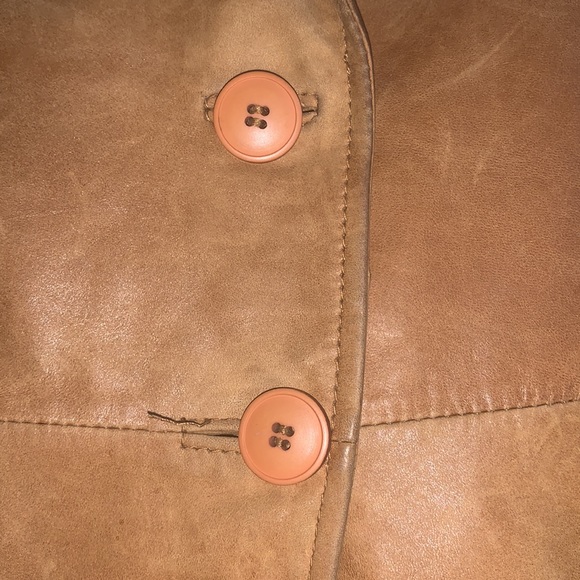 Caramel Leather Blazer Jacket - Picture 4 of 7